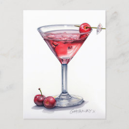 Cherry Cocktail Art Postkarte