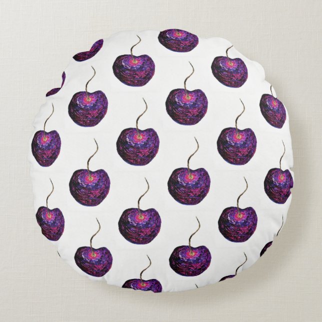 Cherry Cotton Round Throw Kissen (16") (Vorderseite)