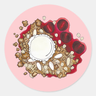 Cherry Crumble Cobbler Nachtisch Ice Creme Food Runder Aufkleber