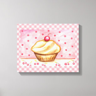 Cherry Cupcake Leinwand Art Print