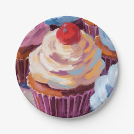 Cherry Cupcakes Happy Birthday Party Pappteller