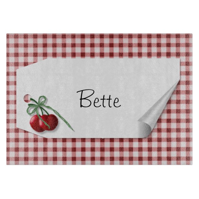 Cherry Curl Tag Glas Cutting Board Schneidebrett (Vorderseite)