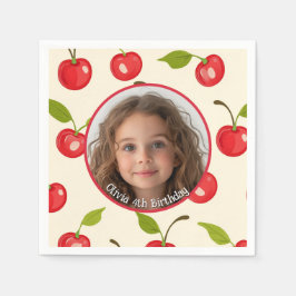 Cherry Custom Foto and name Paper Plate Serviette