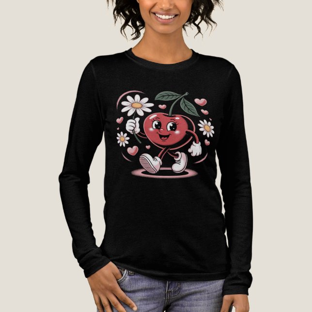 Cherry Delight Mascot - Retro Cherry Character Tri-Blend Shirt (Vorderseite)