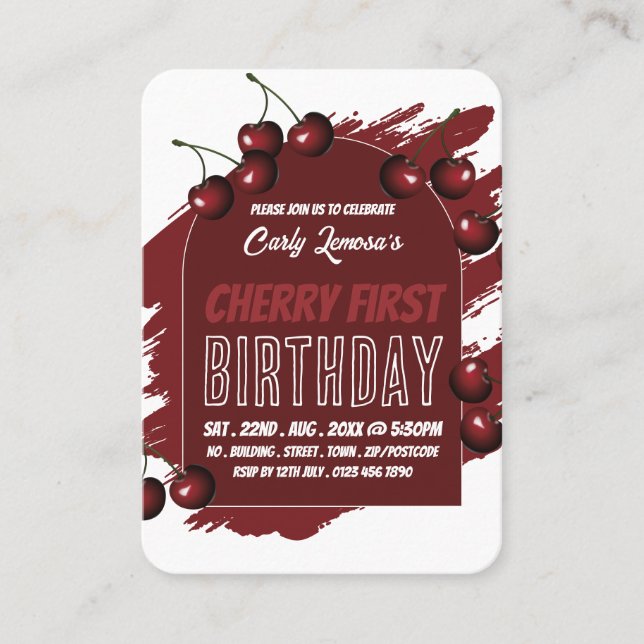 Cherry Design Berry First Birthday Handout Tickets (Vorderseite)