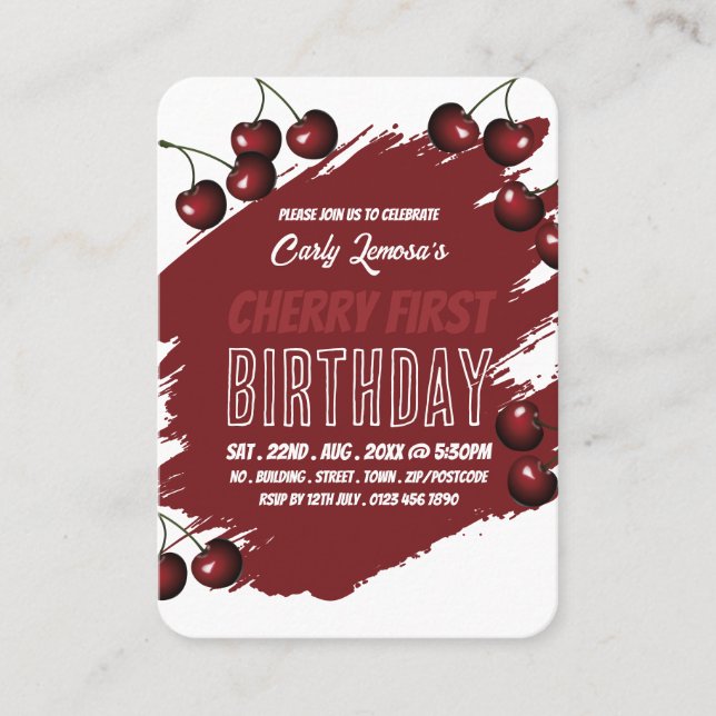 Cherry Design Berry First Birthday Handout Tickets (Vorderseite)