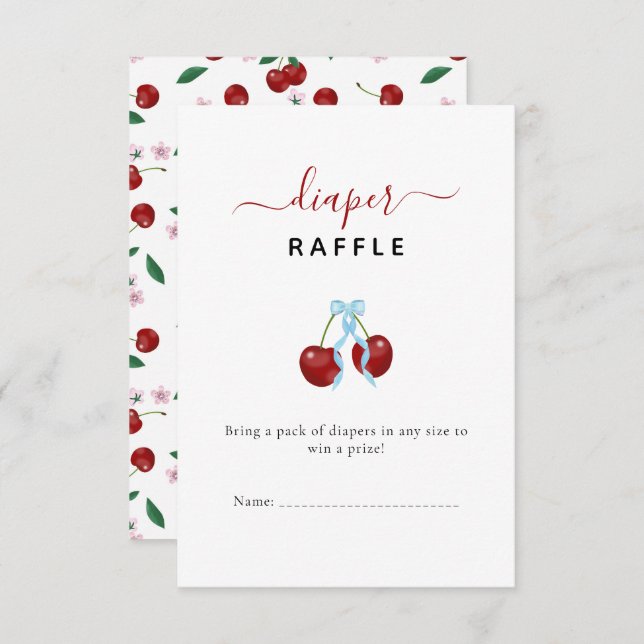 Cherry Diaper Raffle Baby Dusche Blue Bow Bow Boy (Vorne/Hinten)