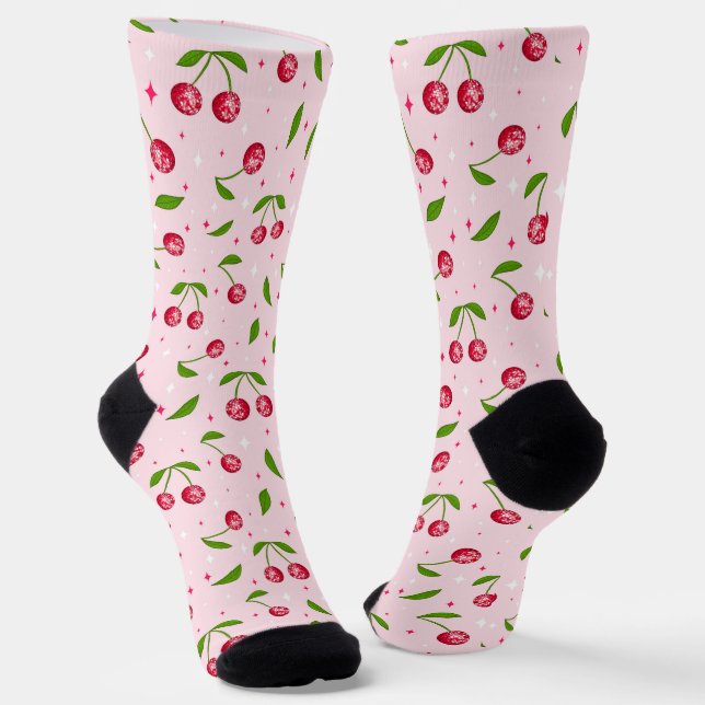 Cherry Disco Ball Pattern Socken (Gewinkelt)