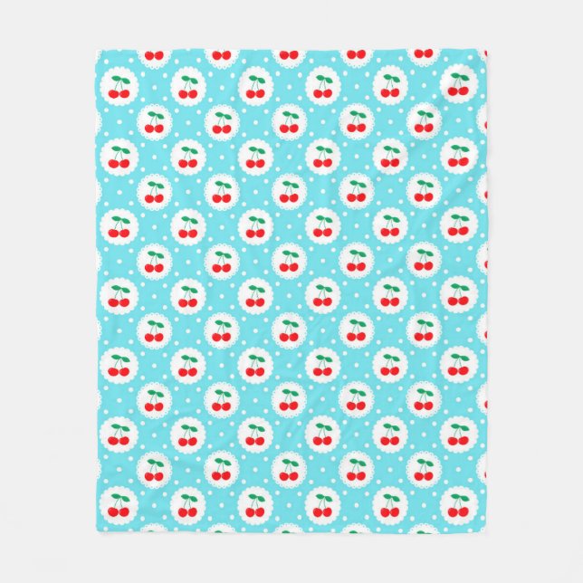 Cherry Dot Pattern - Retro Fruit Gift & Decke (Vorderseite)