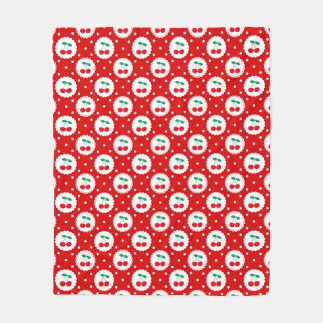 Cherry Dot Pattern - Retro Fruit Gift & Decke (Vorderseite)