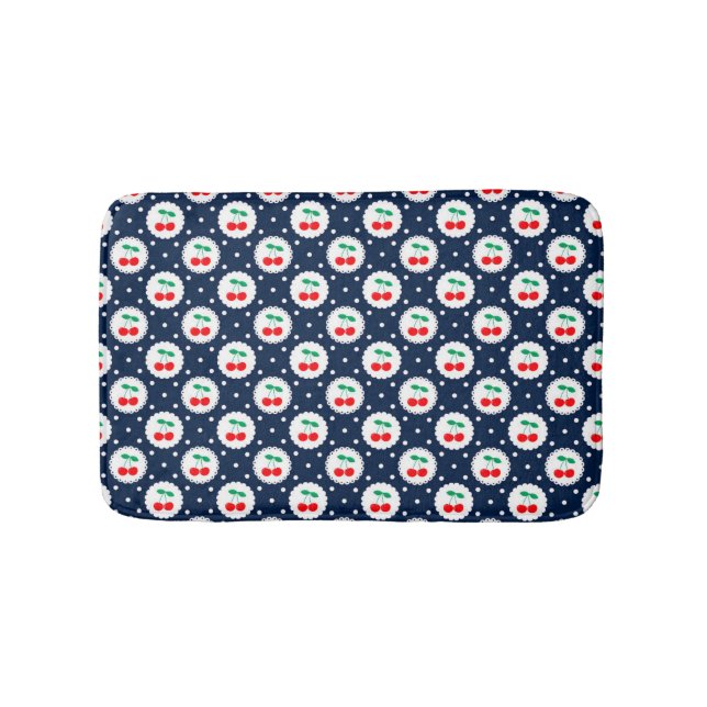 Cherry Dot Pattern - Retro Fruit Gift & Decke Badematte (Vorderseite)