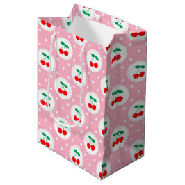 Cherry Dot Pattern - Retro Fruit Gift & Decke Mittlere Geschenktüte