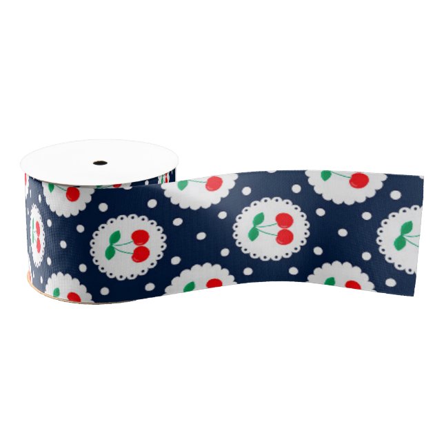 Cherry Dot Pattern - Retro Fruit Gift & Decke Ripsband (Spule)
