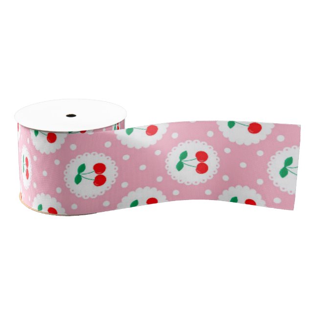 Cherry Dot Pattern - Retro Fruit Gift & Decke Ripsband (Spule)