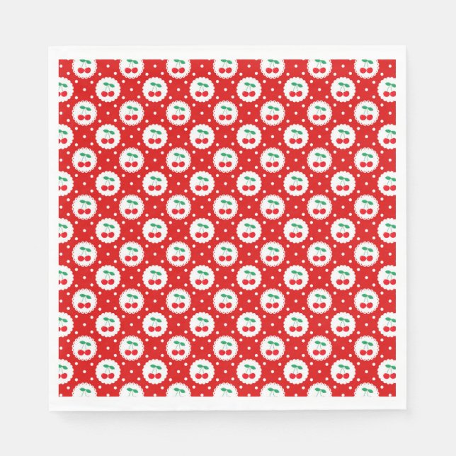 Cherry Dot Pattern - Retro Fruit Gift & Decke Serviette (Vorderseite)