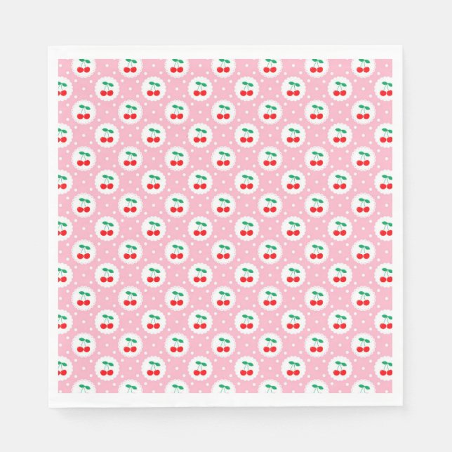 Cherry Dot Pattern - Retro Fruit Gift & Decke Serviette (Vorderseite)