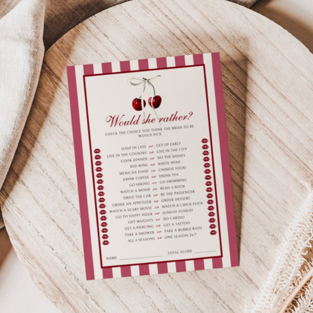 Cherry Fête des mariées rayée préférerait carte (Créateur téléchargé)