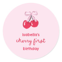 Cherry First Birthday Coquette Bow Favor