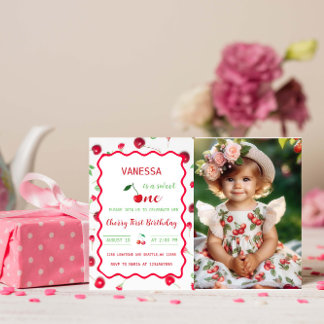 Cherry First Birthday Einladung