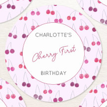 Cherry First Birthday Personalisiert Watercolor