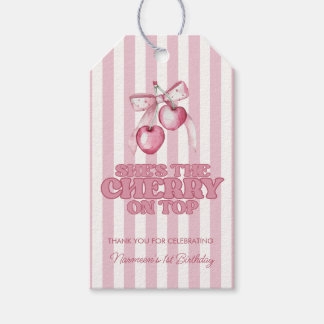 Cherry First Coquette Girls 1st Birthday Favor Geschenkanhänger