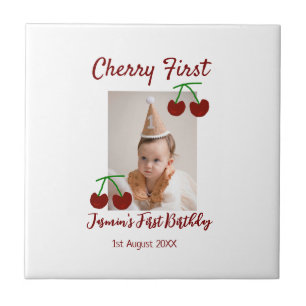 Cherry First Happy Geburtstag Foto Kinder modern r Fliese