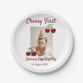 Cherry First Happy Geburtstag Foto Kinder modern r Pappteller