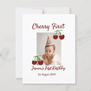 Cherry First Happy Geburtstag Foto Kinder modern r Postkarte