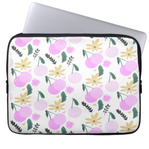 Cherry Floral Greenery Gelb Rosa Herz Muster Laptopschutzhülle