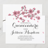 Cherry Floral Tree Quinceañera Sweet 15 Invitation