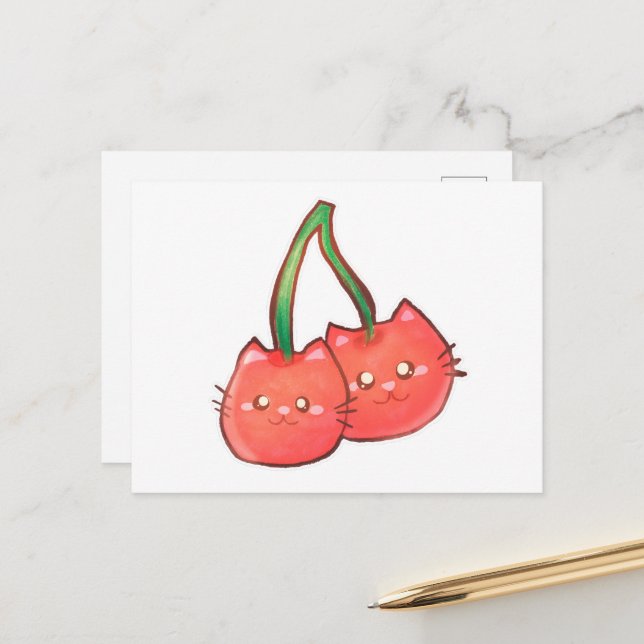 Cherry Fruchtkatzen Postkarte (Vorderseite/Rückseite Beispiel)