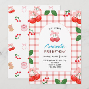 Cherry Fruit 1er Anniversaire Fête Invitation