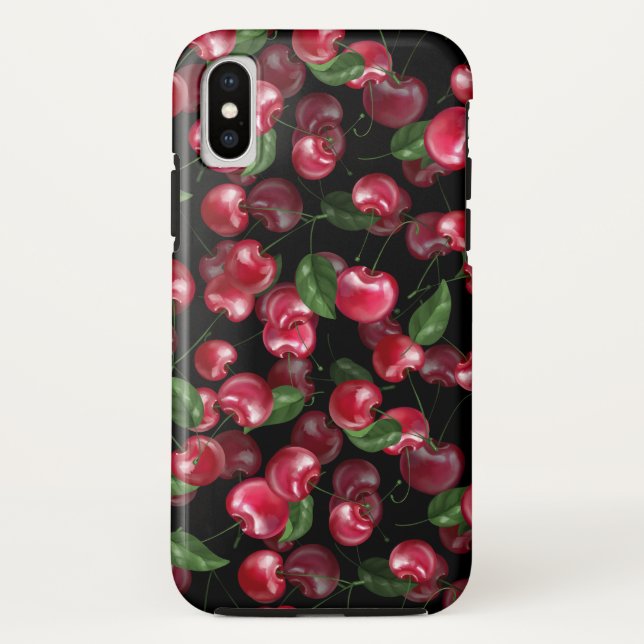 Cherry Fruit auf schwarz Case-Mate iPhone Hülle (Rückseite)