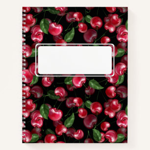 Cherry Fruit auf schwarz Notizbuch