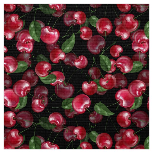 Cherry Fruit auf schwarz Stoff (Muster)