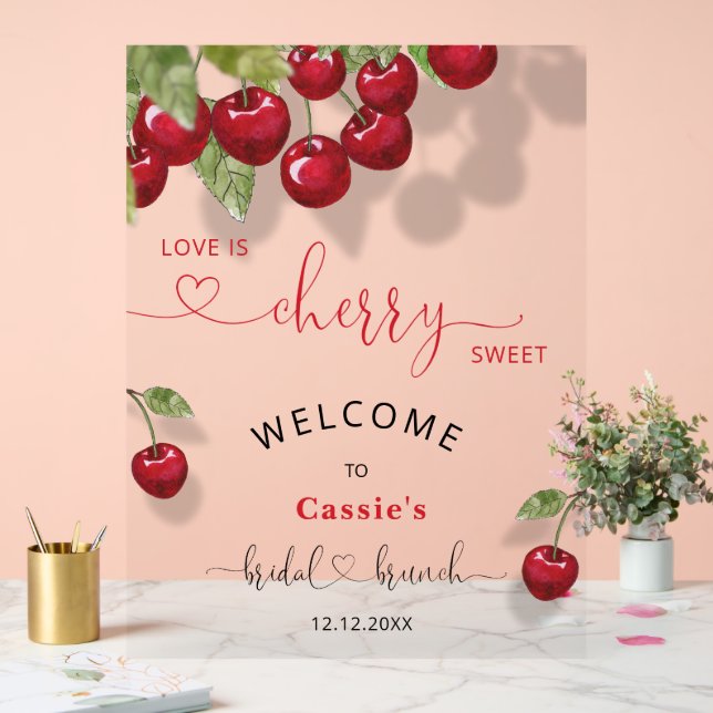 Cherry Fruit Bridal Brunch Willkommen Acrylschild (Hochzeit)