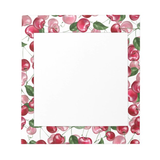 Cherry Fruit-Muster Notizblock (Vorderseite)