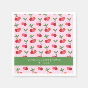 Cherry Fruit Pink Grün Niedliche Babydusche Serviette