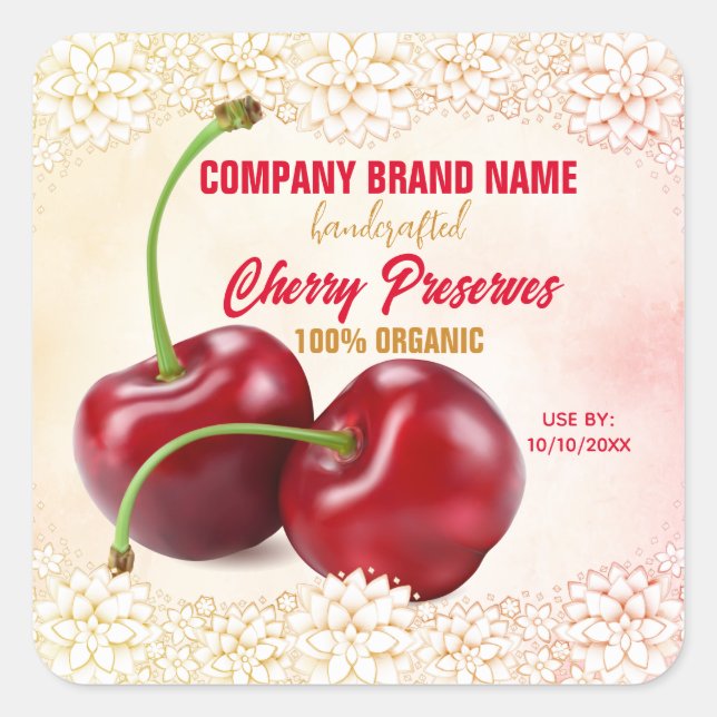 Cherry Fruit Quadratischer Aufkleber (Vorderseite)