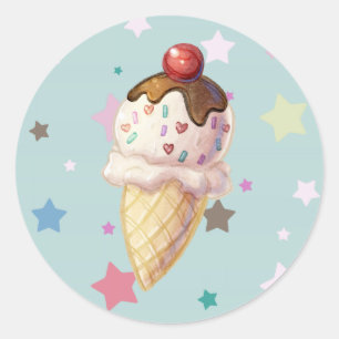 Cherry Fudge Icecream Runder Aufkleber