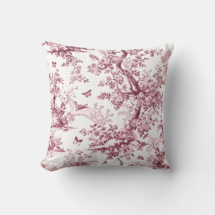 Cherry Garden Blumenstrauß Toile de Jouy Kissen