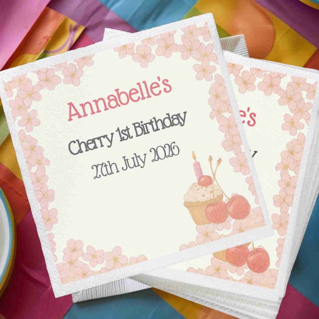 Cherry Geburtstag 1. Kirschbeere Thema Serviette (Von Creator hochgeladen)