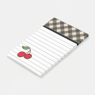 Cherry Gingham Post It Notes Post-it Klebezettel