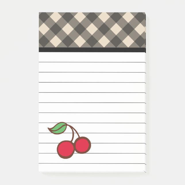 Cherry Gingham Post It Notes Post-it Klebezettel (Vorderseite)