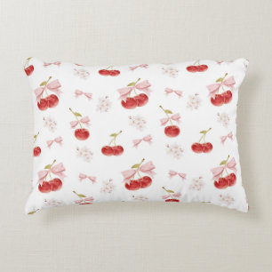 Cherry Girl-Dekoration, rosa Coquette Bow Cherry Dekokissen