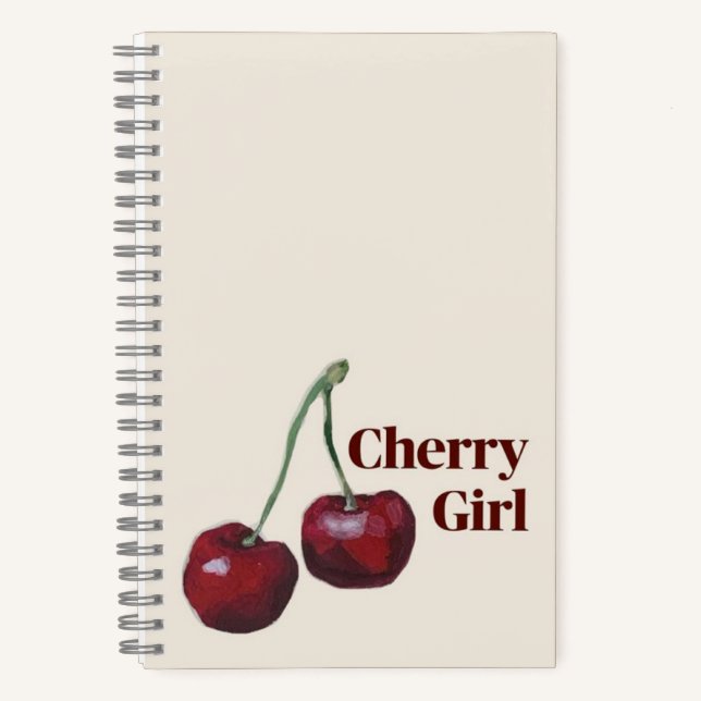 Cherry Girl Minimalistische Kunst Notizbuch (Vorderseite)