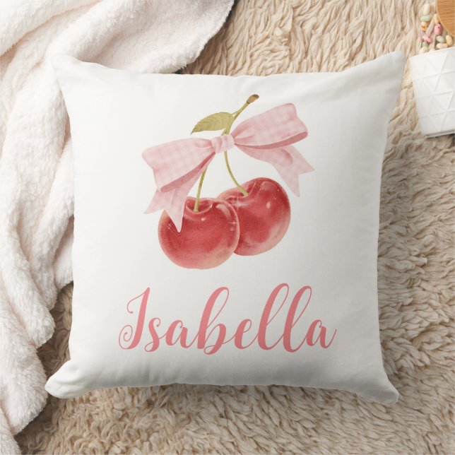 Cherry Girl-Zimmerdekoration, Custom rosa Bow Cher Kissen (Decke)
