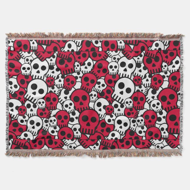 Cherry Gothic Skull Muster Print Decke (Vorderseite)