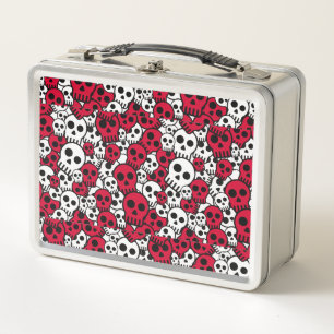 Cherry Gothic Skull Muster Print Metall Brotdose