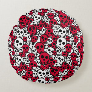 Cherry Gothic Skull Muster Print Rundes Kissen